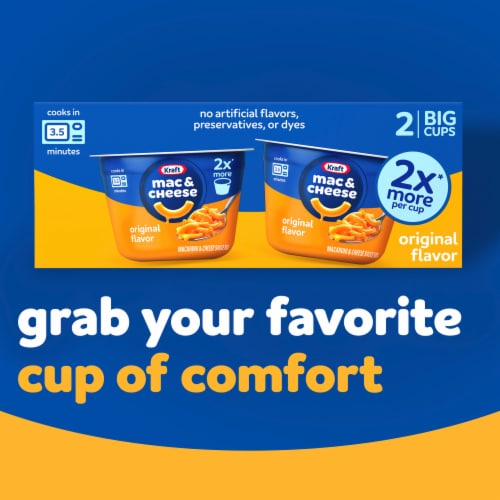 Kraft Original Mac & Cheese Macaroni and Cheese Dinner Big Cup, Pack, Cups Perspective: back