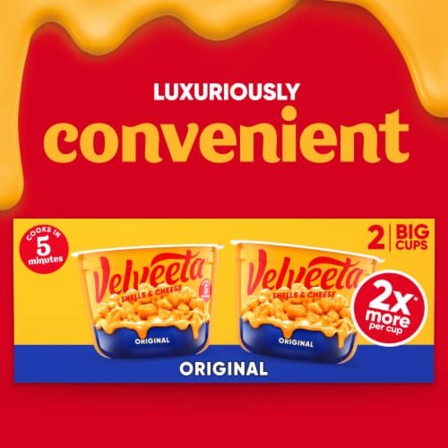 Velveeta Shells & Cheese Original Microwaveable Shell Pasta & Cheese Sauce Big Cup, Pack, Cups Perspective: back