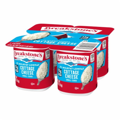 Breakstone's Lowfat Small Curd Cottage Cheese with 2% Milkfat, 4 ct Pack, 4 oz Cups Perspective: back