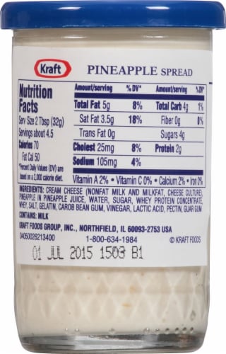 Kraft Pineapple Spread with Philadelphia Cream Cheese Perspective: back