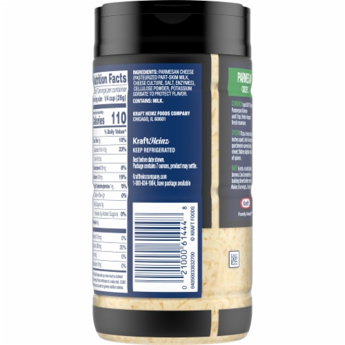 Kraft Parmesan Shredded Cheese Perspective: back