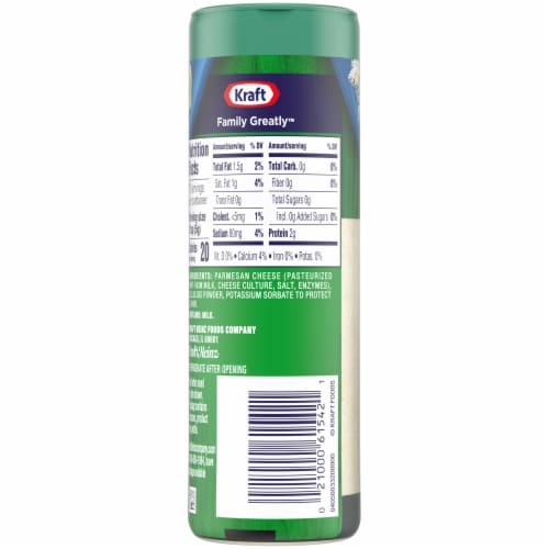 Kraft Parmesan Grated Cheese, 3 oz Shaker Perspective: back