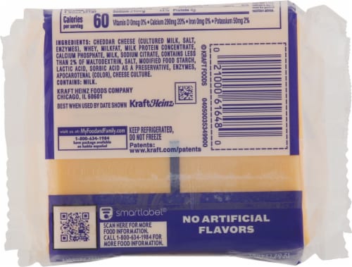 Kraft Singles Sharp Cheddar Cheese Slices Perspective: back