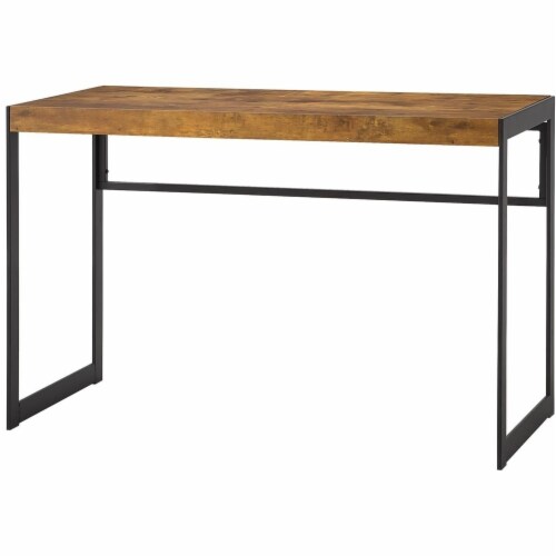 Coaster Estrella Farmhouse Wood Writing Desk in Brown and Gunmetal Perspective: back