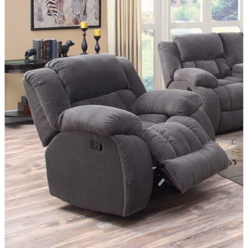 Cozy and Warm Glider Recliner Chair, Gray Saltoro Sherpi, 1 unit