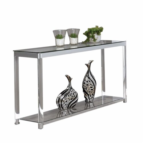 Coaster Contemporary Glass Top Sofa Table with Lower Shelf in