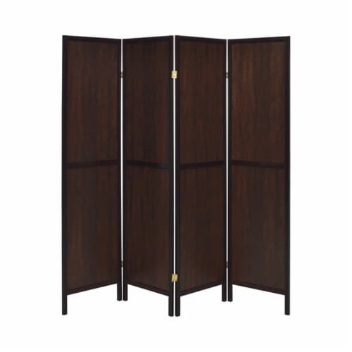 Coaster 4 Panel Room Divider in Rustic Tobacco and Cappuccino Perspective: back