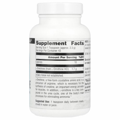 Source Naturals L-Ornithine Powder - 3.53 oz (100 g) Perspective: back