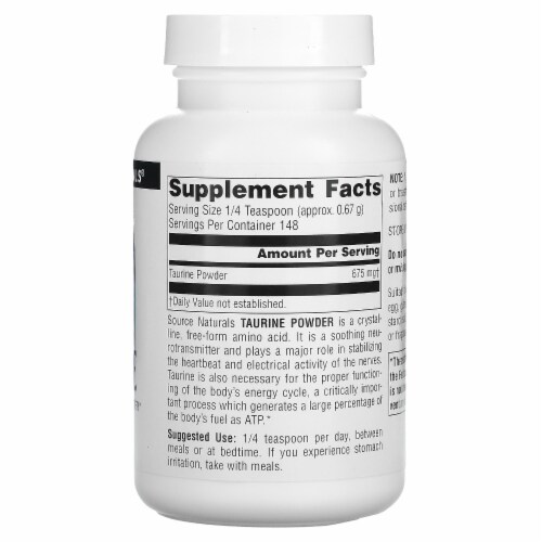 Source Naturals Taurine Powder Perspective: back
