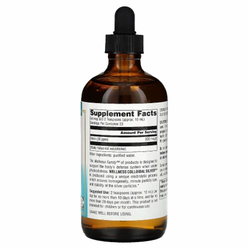 Source Naturals Wellness Colloidal Silver 30 PPM - 8 fl oz (236.56 ml) (30 PPM per 2 Perspective: back