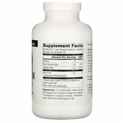 Source Naturals Guar Gum - 16 oz (454 g) Perspective: back