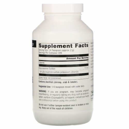 Source Naturals Glucosamine Sulfate Powder Sodium Free - 16 oz (453.6 g) Perspective: back