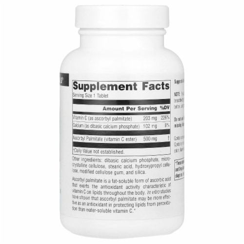 Source Naturals Ascorbyl Palmitate 500 mg - 90 Tablets Perspective: back