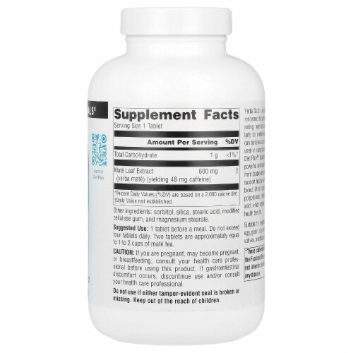 Source Naturals Yerba Mate 600 mg - 180 Tablets Perspective: back