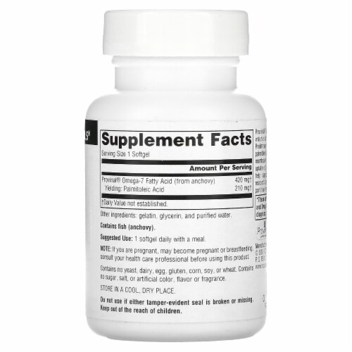 Source Naturals Provinal Omega-7 - 30 Softgels Perspective: back