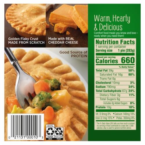 Marie Callender's Broccoli Cheddar And Potato Pot Pie Frozen Meal Perspective: back
