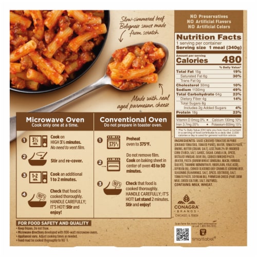 Marie Callender's Rigatoni Bolognese Bowl Frozen Meal Perspective: back