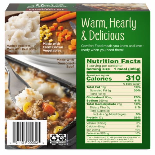 Marie Callender's Beef Shepherd's Pie Frozen Meal Perspective: back