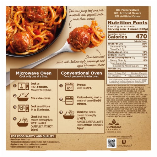 Marie Callender's Classic Spaghetti And Meatballs Bowl Frozen Meal Perspective: back