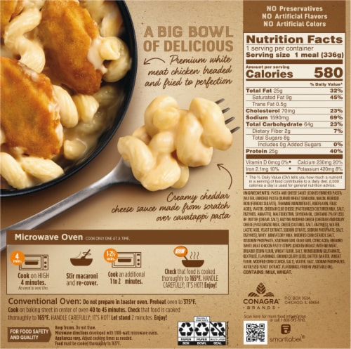Marie Callender's Fried Chicken Mac And Cheese Bowl Frozen Meal Perspective: back