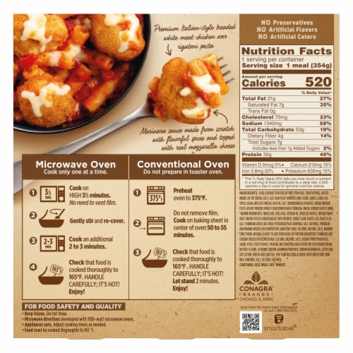 Marie Callender's Classic Chicken Parmigiana Bowl Frozen Meal Perspective: back