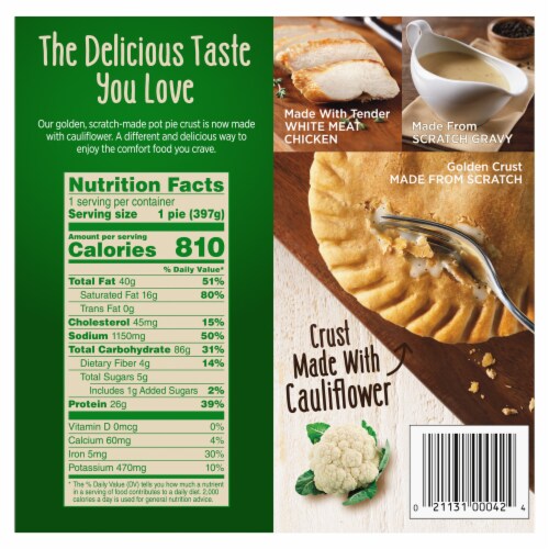 Marie Callender's Chicken Pot Pie With Cauliflower Crust Frozen Meal Perspective: back