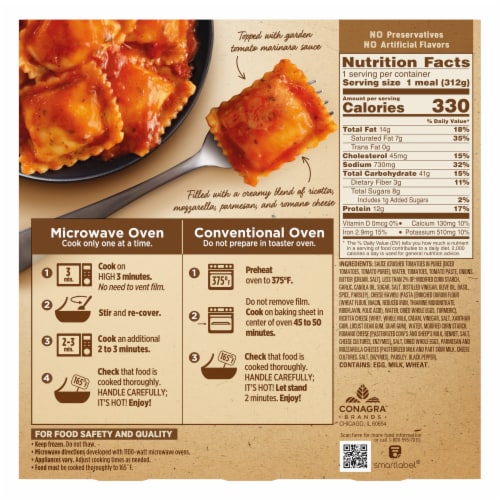 Marie Callender's Garden Tomato Four Cheese Ravioli Bowl Frozen Meal Perspective: back