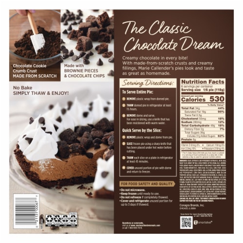 Marie Callender's Chocolate Brownie Cream Pie Frozen Dessert Perspective: back