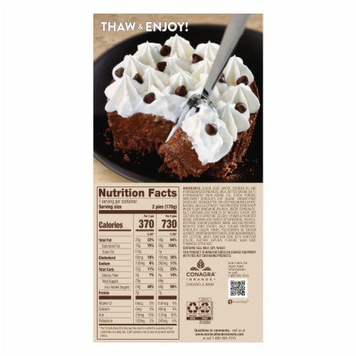 Marie Callender's Chocolate Satin Mini Pies Frozen Dessert Perspective: back