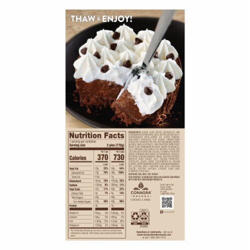 Marie Callender's Chocolate Satin Mini Pies Frozen Dessert Perspective: back