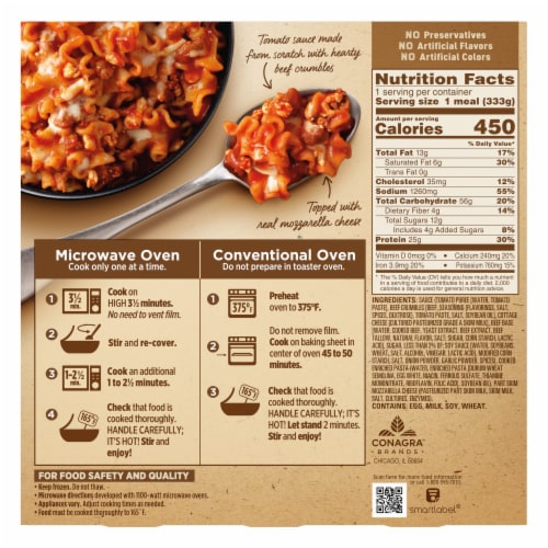 Marie Callender's Lasagna With Meat & Sauce Bowl Frozen Meal Perspective: back