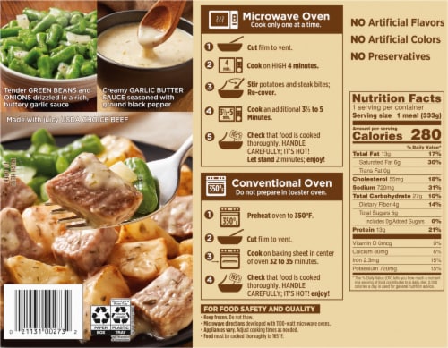 Marie Callender's® Garlic Butter Steak Bites With Vegetables Single-Serve Frozen Meal Perspective: back