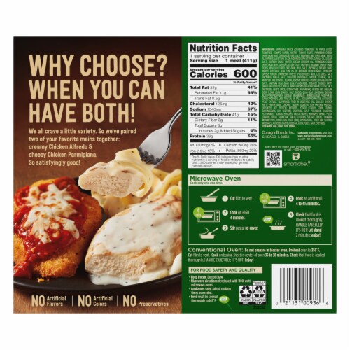 Marie Callender's Duos Chicken Alfredo & Chicken Parmigiana Frozen Meal Perspective: back