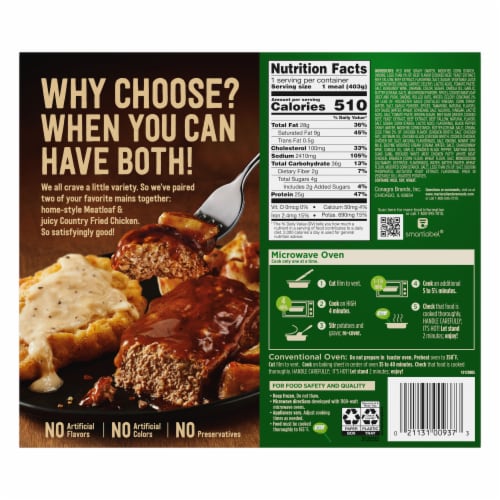Marie Callender's® Duos Meatloaf & Country Fried Chicken Frozen Meal Perspective: back