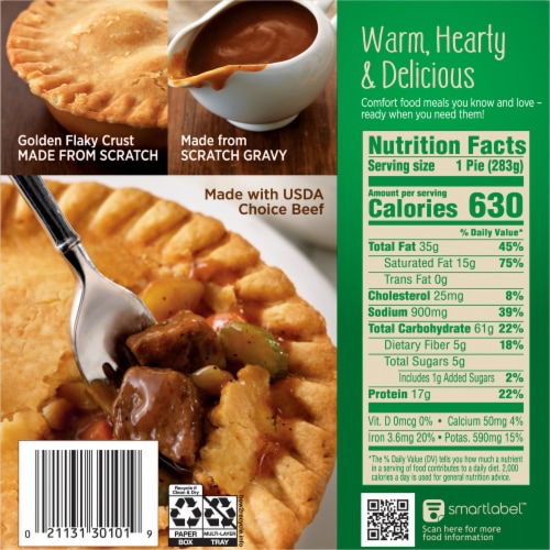 Marie Callender's Beef Pot Pie Perspective: back
