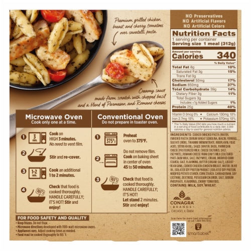 Marie Callender's Grilled Chicken Pesto Cavatelli Bowl Frozen Meal Perspective: back
