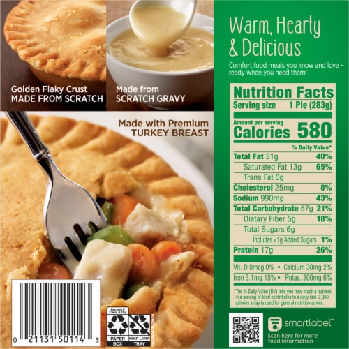 Marie Callender's Turkey Pot Pie Frozen Meal Perspective: back