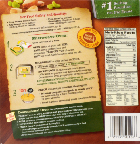 Marie Callender's® Frozen Beef Pot Pie Perspective: back