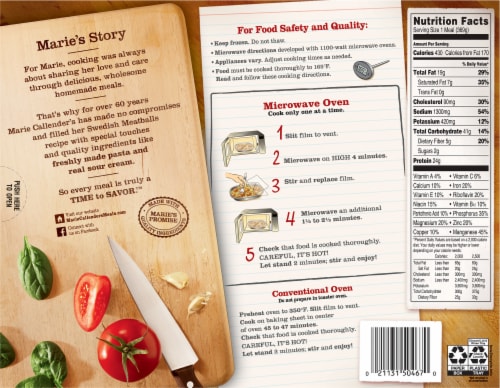 Marie Callender's Swedish Meatballs Frozen Meal Perspective: back