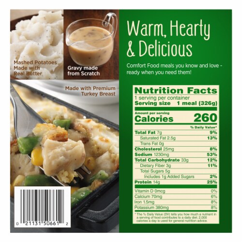 Marie Callender's Turkey And Stuffing Thanksgiving Pie Frozen Meal Perspective: back