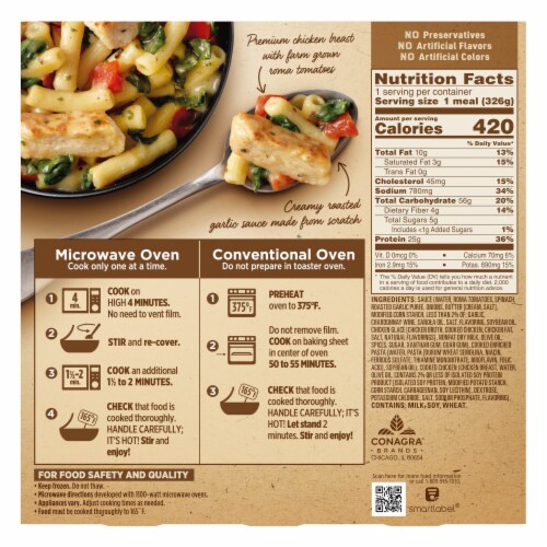 Marie Callender's Roasted Garlic Chicken Bowl Frozen Meal Perspective: back