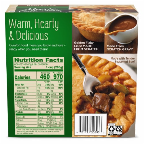 Marie Callender's Beef Pot Pie Frozen Meal Perspective: back