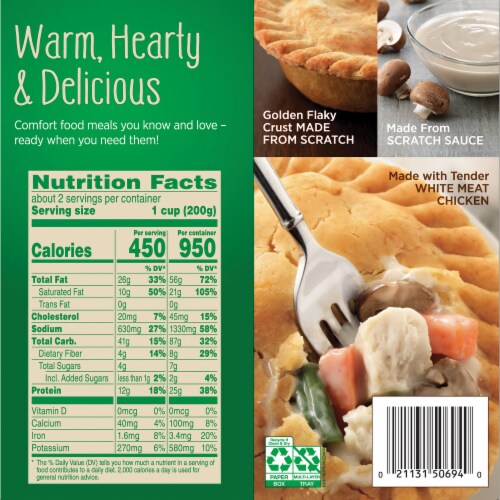 Marie Callender's Creamy Mushroom Chicken Pot Pie Frozen Meal Perspective: back