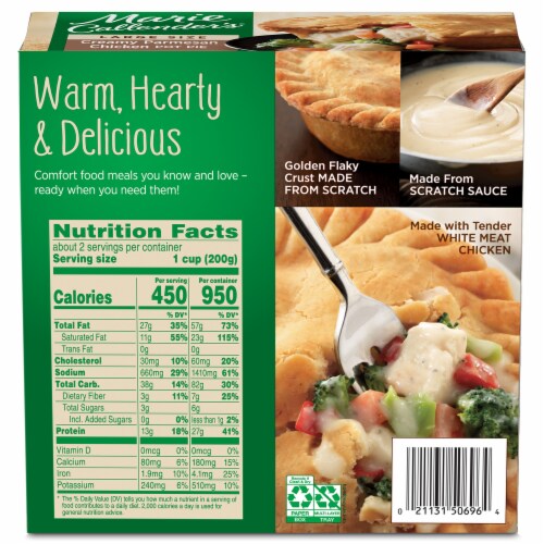 Marie Callender's Creamy Parmesan Chicken Pot Pie Frozen Meal Perspective: back