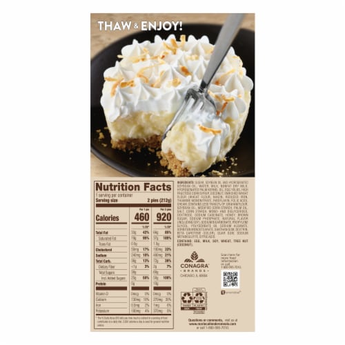 Marie Callender's Coconut Cream Mini Pies Frozen Dessert Perspective: back