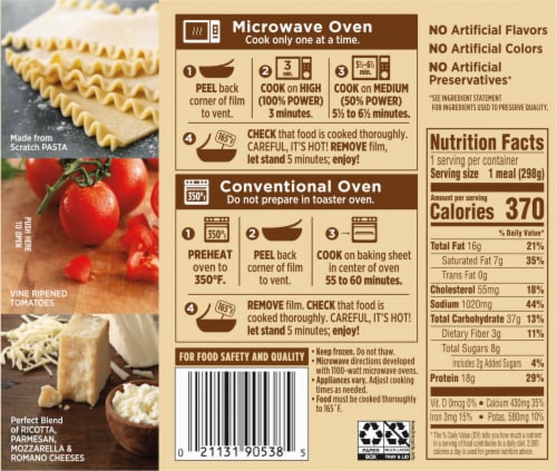 Marie Callender's® Italiano Lasagna Frozen Meal Perspective: back