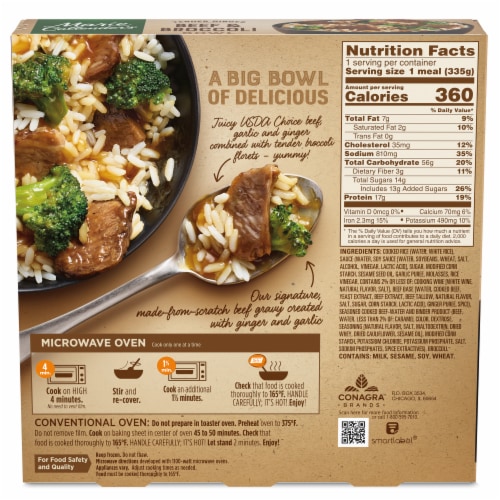 Marie Callender's Tender Ginger Beef And Broccoli Bowl Frozen Meal Perspective: back