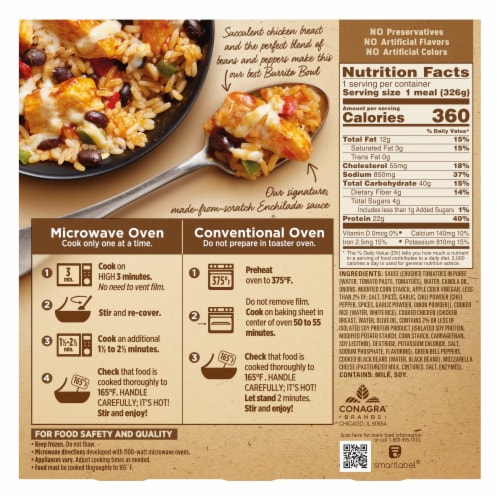 Marie Callender's® Red Chili Grilled Chicken Burrito Bowl Frozen Meal Perspective: back