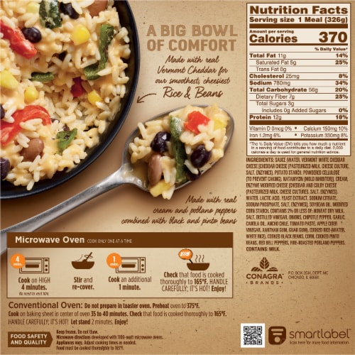 Marie Callender's Cheesy Chipotle Rice & Beans Bowl Frozen Meal Perspective: back