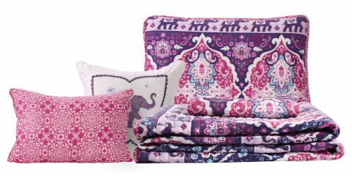 Harper Lane Blush & Purple Victoria 5 Piece Quilt Set Perspective: back